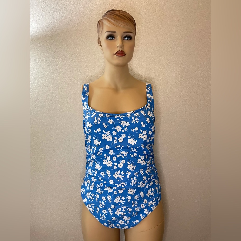 Anne Cole Square Neck Front Shirred One Piece NWT Size 22W - Picture 3 of 13